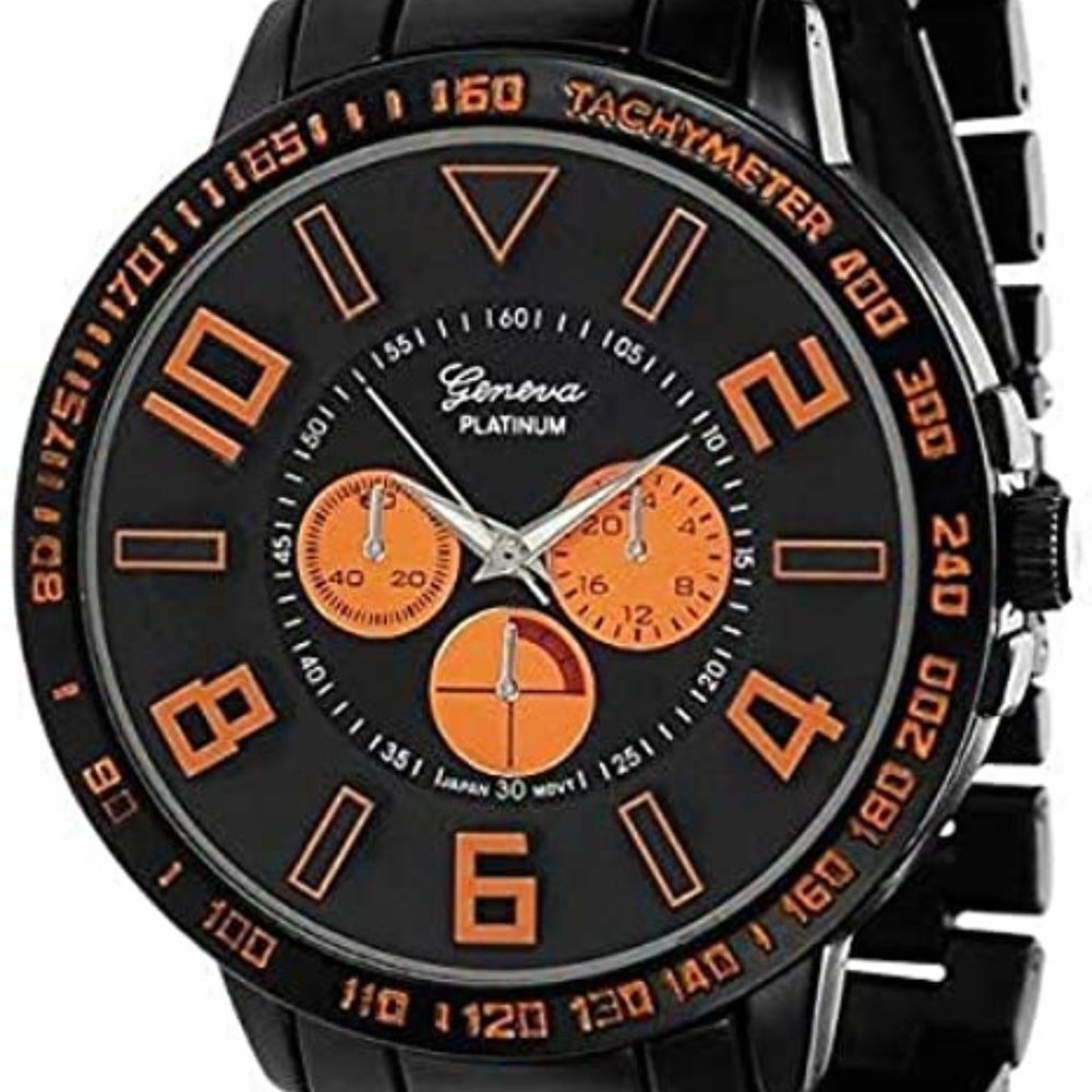 Geneva Platinum 12927012 Men's Decorative Chronograph-style Link Watch